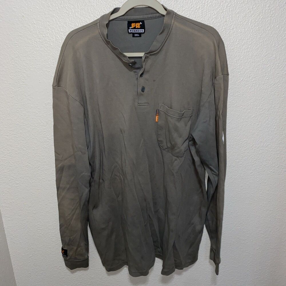 Konreco CAT2 Men’s Fire Resistant Henley Shirt Size 2XL Gray